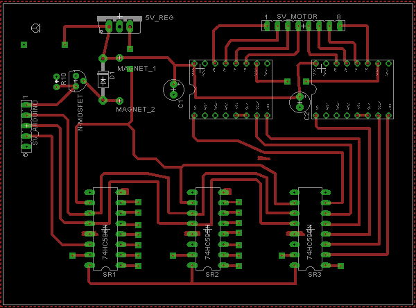 Board design of PCB with registers, Arduino connection